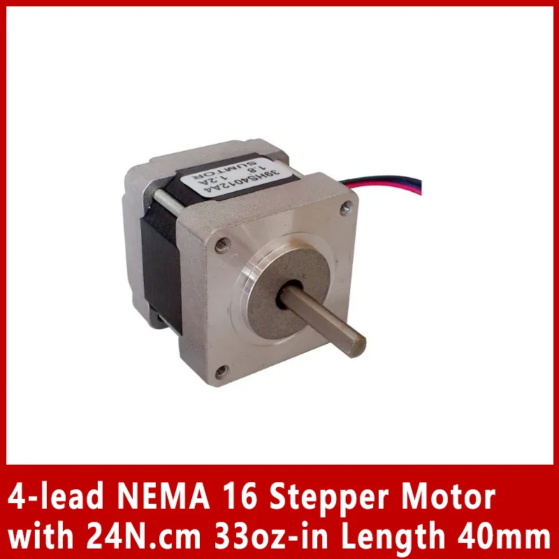 

4-lead NEMA 16 Stepper Motor Length 40mm Step angle 1.8° Current 1.2A Single Output Shaft 24N.cm Motor