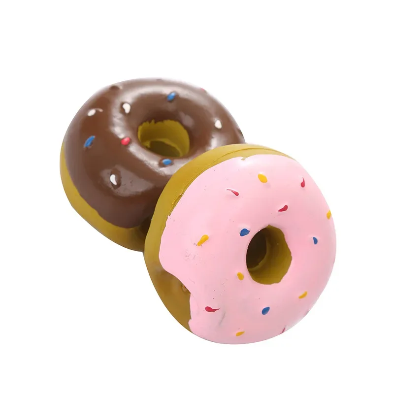 Pet Vocalizing Toy Latex Cute Simulation Donut Teething Dog Toy Clean Teeth Relieve Boredom Dog Interactive Toys Pet Supplies