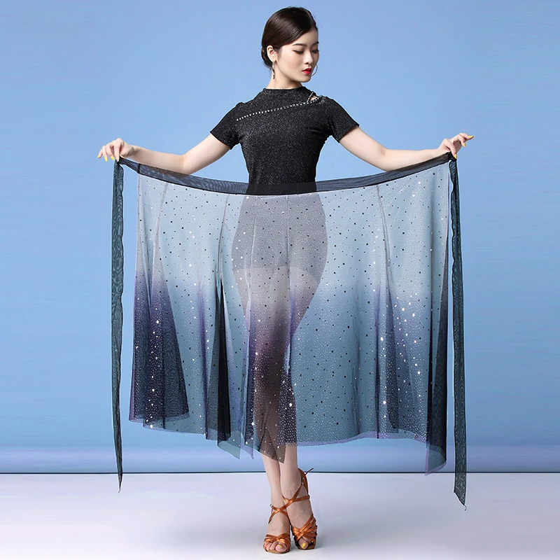 

1pcs/lot Latin Dance Skirt Women Hip Scarf Glitter Sequin Dance Dress Samba Salsa Dancewear