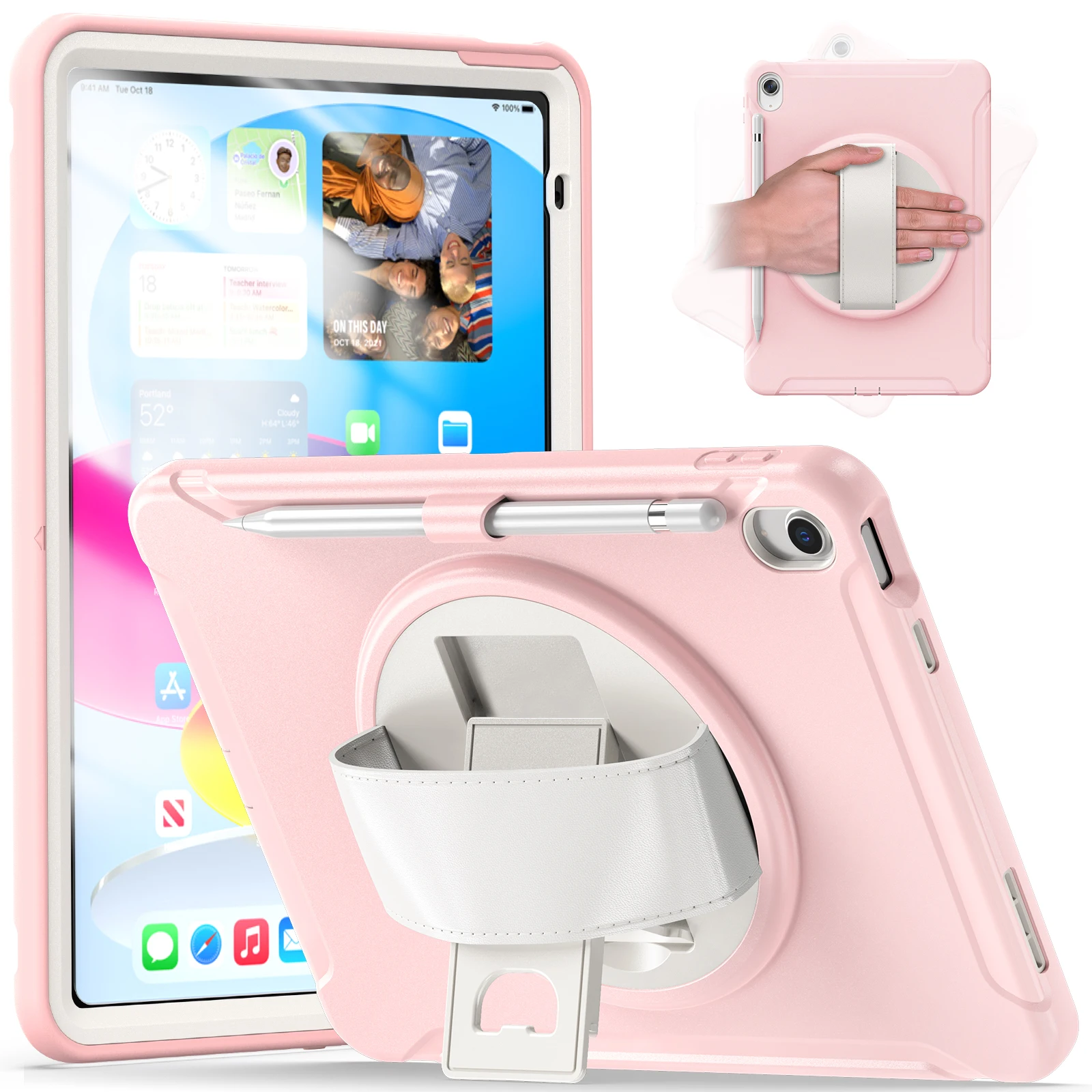 

Универсальный чехол-подставка для iPad 2025 A16 11th 10.9 2022 10th Gen. A3354 A3355 A3356 A2757 A2777 A2696 Вращающийся на 360° чехол из ПК-ТПУ