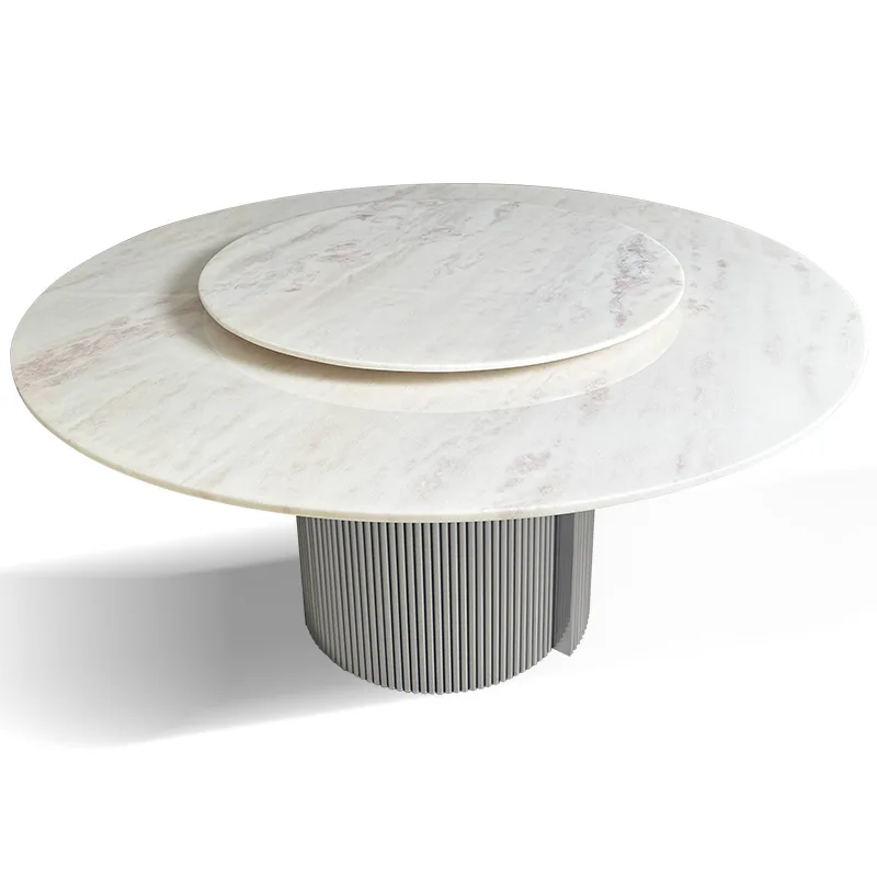 

Marble dining table round modern simple light luxury small apartment home model room designer table