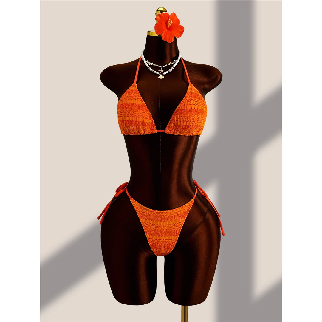 Mit Rock, Farbverlauf, Neckholder-Bikini, Damen-Badebekleidung, Damen-Badeanzug, vierteiliges Bikini-Set, Badeanzug, Badebekleidung, Schwimmanzug V8219 – Detail 14