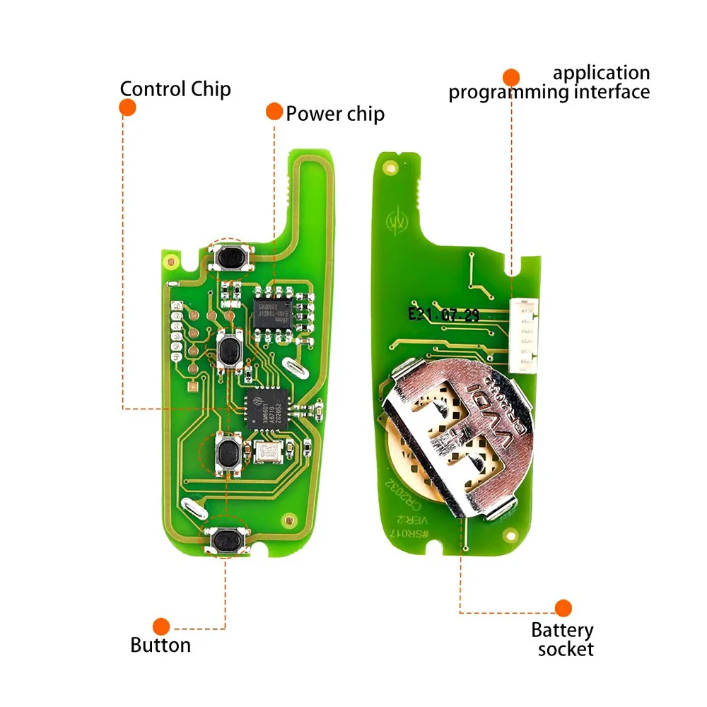 10pcs/lot Xhorse XKFO01EN Wire Remote Key 4 Buttons Unmovable Key King for VVDI VVDI2 Key Tool for Ford