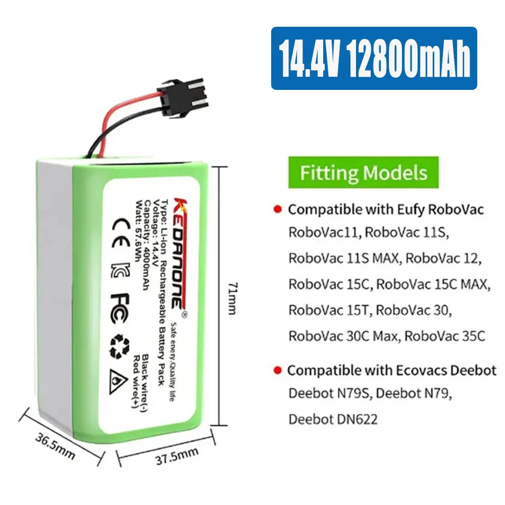 High-quality 14.4V 6800mAh Li-ion Battery for Conga Excellence,Eufy Robovac,Deebot N79,Shark Ion Rv750,Goovi, Amarey,Coredy etc.