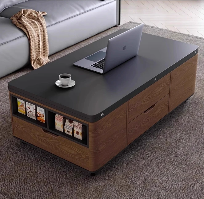 Multifunctional lifting coffee table becomes dining table dual-purpose integrated folding telescopic