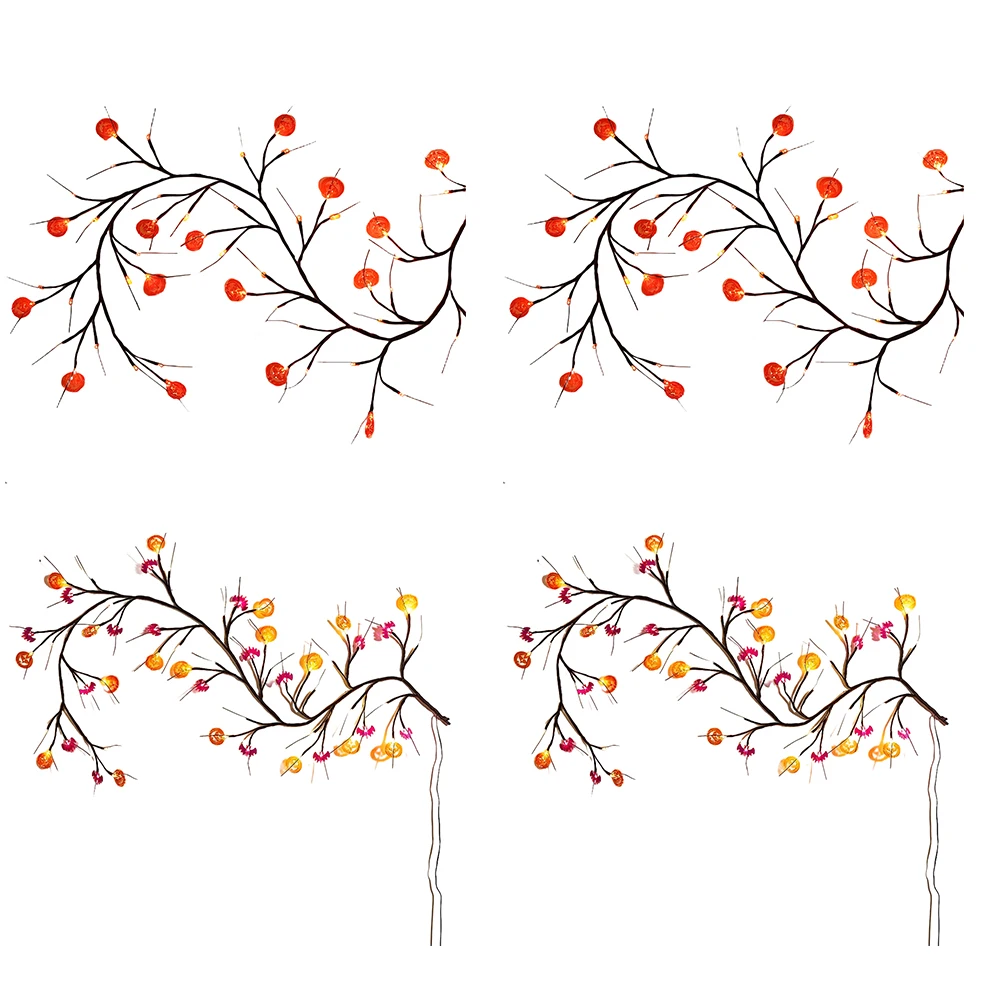 1.5/1.8M 36/96 LED Halloween Decor Willow Vine Lights Decor Garland USB Halloween Indoor Lights Spooky Halloween Decorations