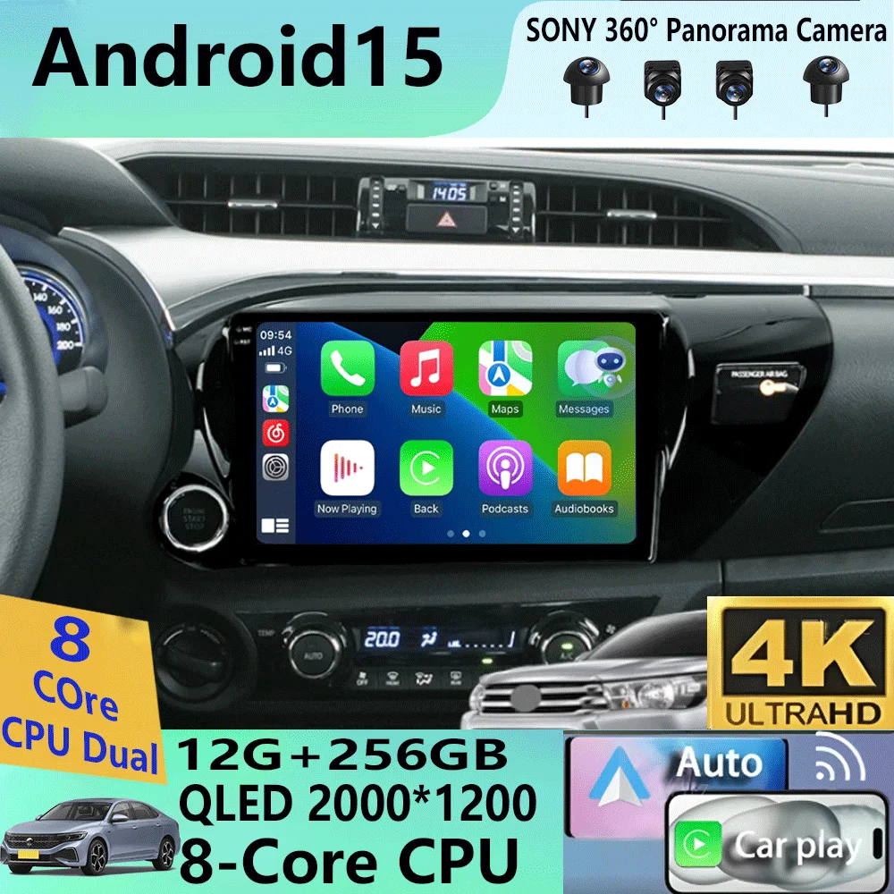 

Android 15 2 Din Stereo for Toyota Hilux 2016 - 2020 Car Radio with Screen Multimedia Player Navigation GPS Head Unit Autoradio