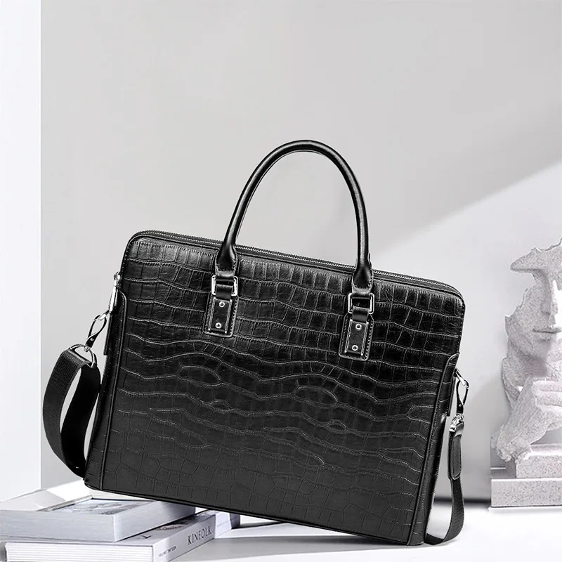 Genuine Leather Simple Business Briefcase Large Capacity Top Layer Cowhide Laptop Luxury Bag Versatile Men's Handbag Brief Case