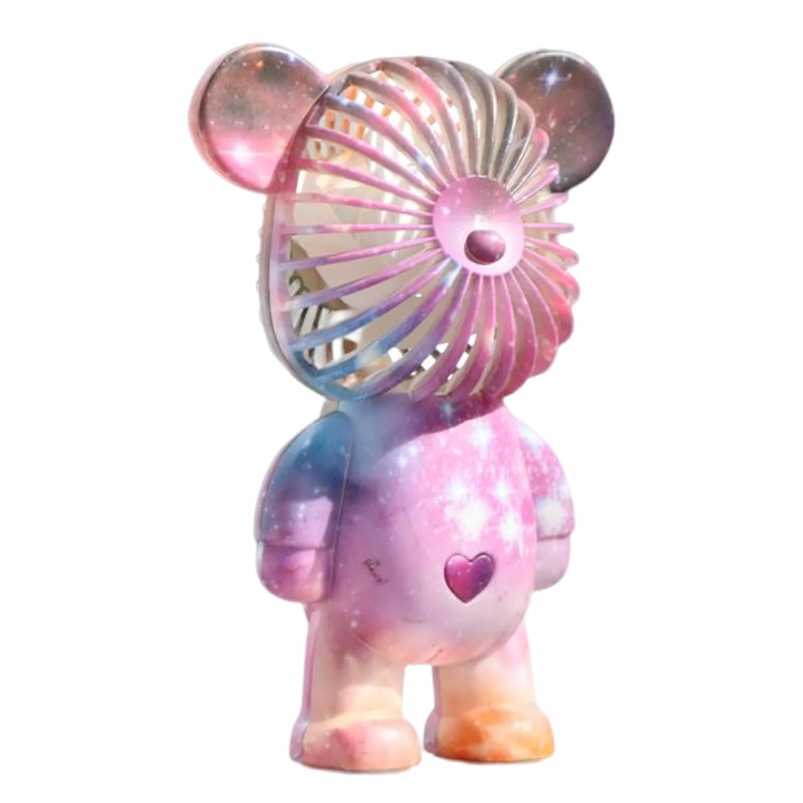 Graffiti Bear Electric Fan USB Rechargeable Desktop Fan Electroplating Gradient 3-speed for Camping Outdoor Travel