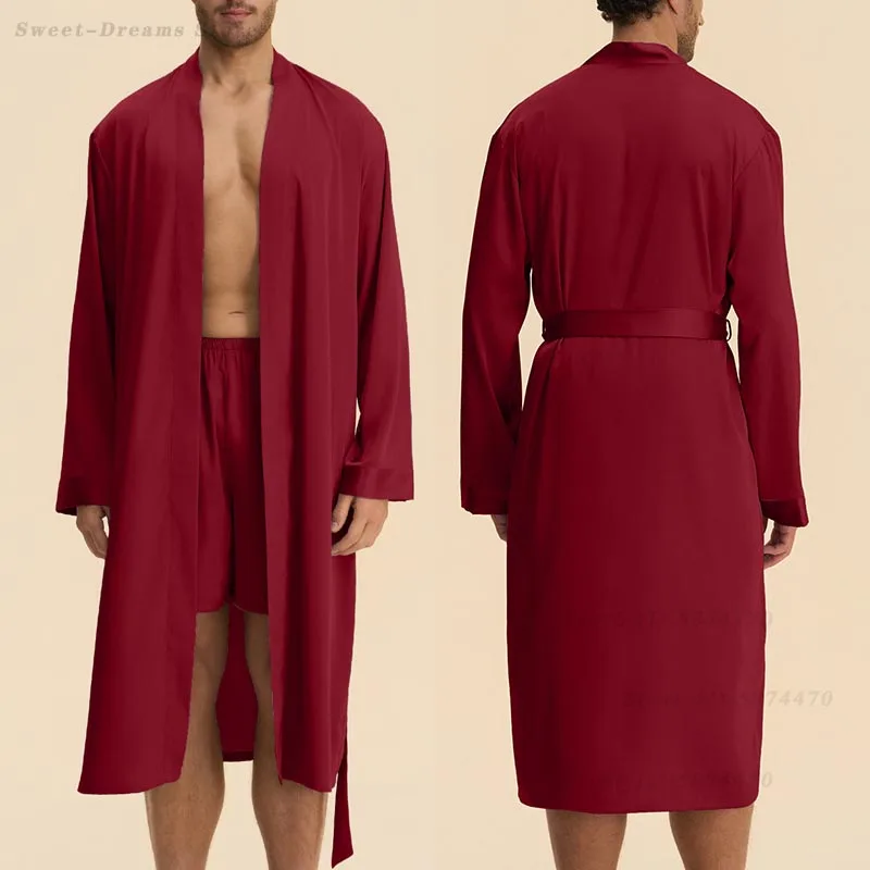

Мужской халат из 2 предметов, пижамный комплект, весенне-летняя одежда для сна, домашняя одежда, мужской длинный халат, кимоно, свободная вискоза, домашняя одежда, пижамы