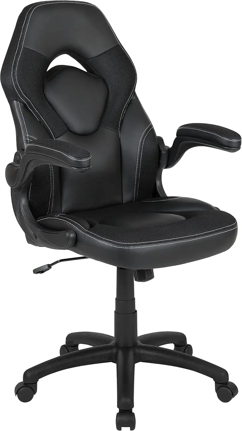 Flash Furniture X10 Gaming Chair Racing Office Ergonomic Computer PC Adjustable Swivel Chair with Flip-up Arms, Black LeatherSoft