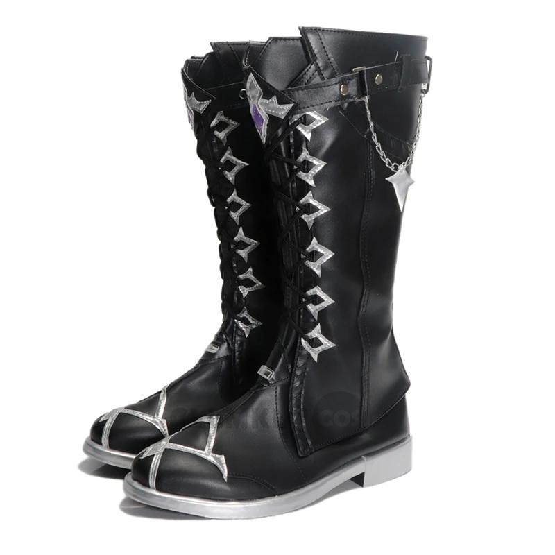 Game Genshin Impact Flins Cosplay Shoes Boots Black Long Boots For Women Men Halloween Carnival Roleplay Party Props Accessories