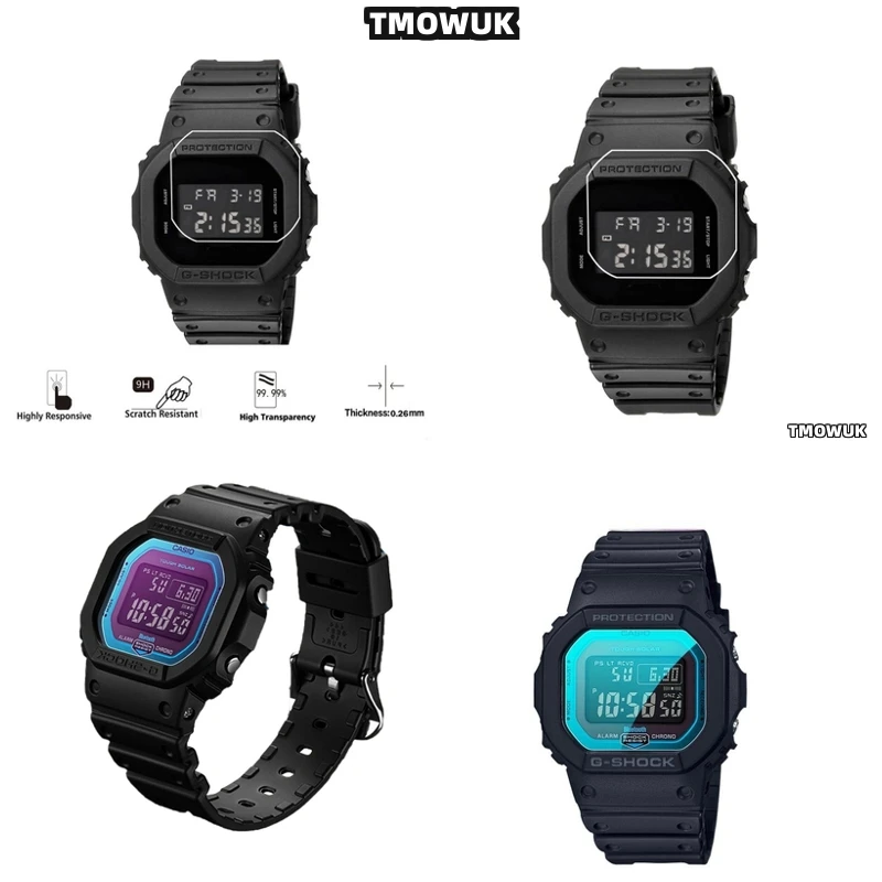 

For Casio DW-5035 DW 5600 GW-B5600 GW M5600 Ultra-Clear 9H Tempered Glass Screen Guard, Anti-Fingerprint Coating.