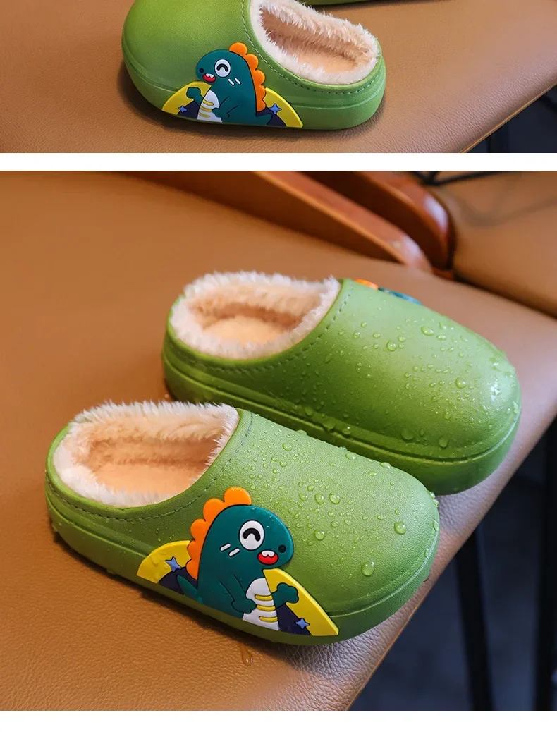 Baby-Baumwollpantoffeln für Herbst und Winter zu Hause, wasserdicht und plüschig, modisch und niedlich für Jungen und Mädchen. – Detail 5