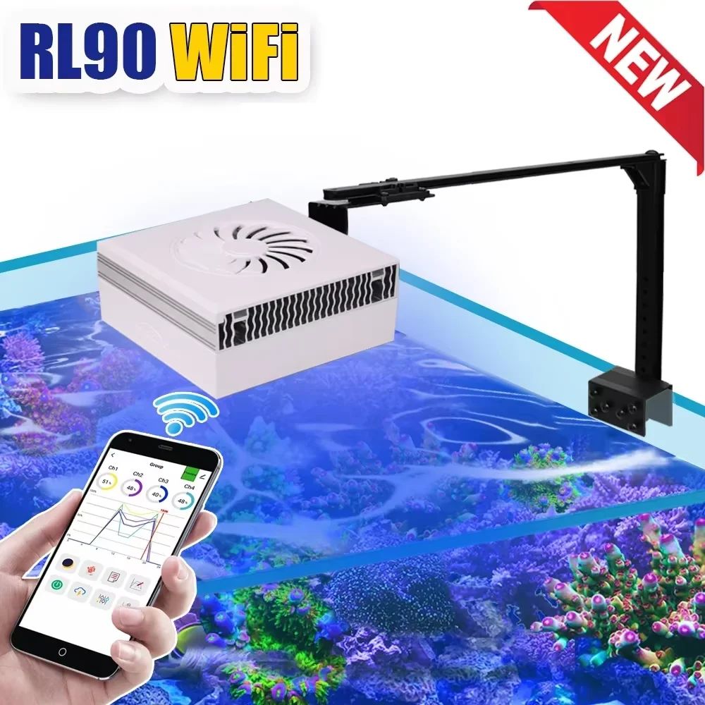 PopBloom-RL90 Iluminación LED para acuario WiFi 100W, luz LED para cultivo de arrecife de Coral para acuario para agua salada SPS/LPS Luz LED para pecera marina