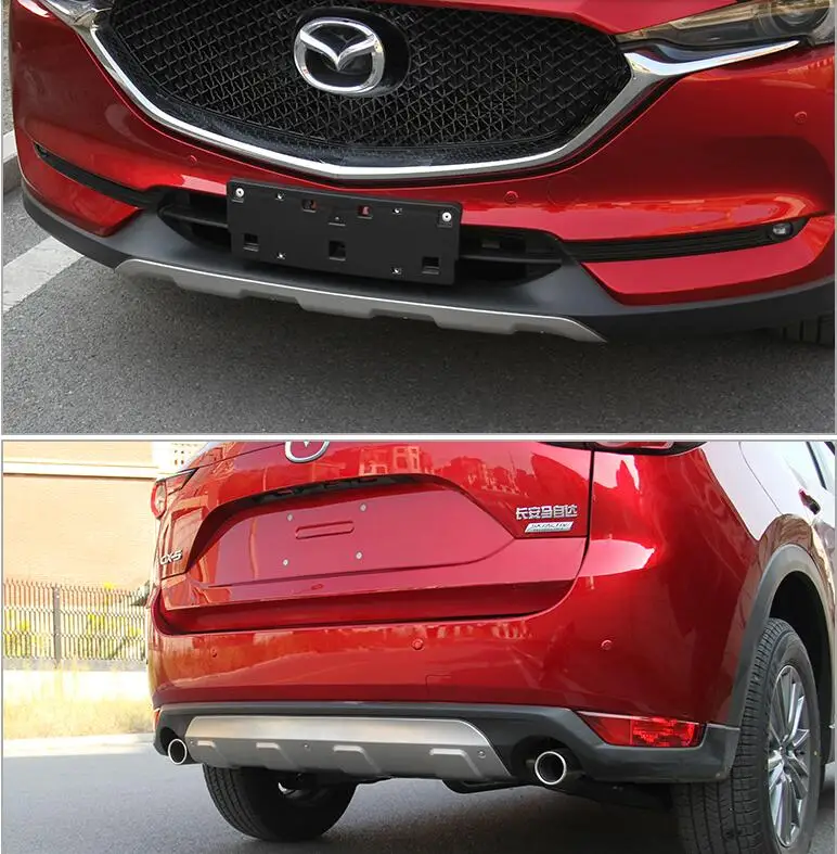 

Stainless Steel Front Lip Bumper & Rear Diffuser Protector Guard Skid Plate Cover For MAZDA CX5 CX-5 2017 2018 2019 2020 2021