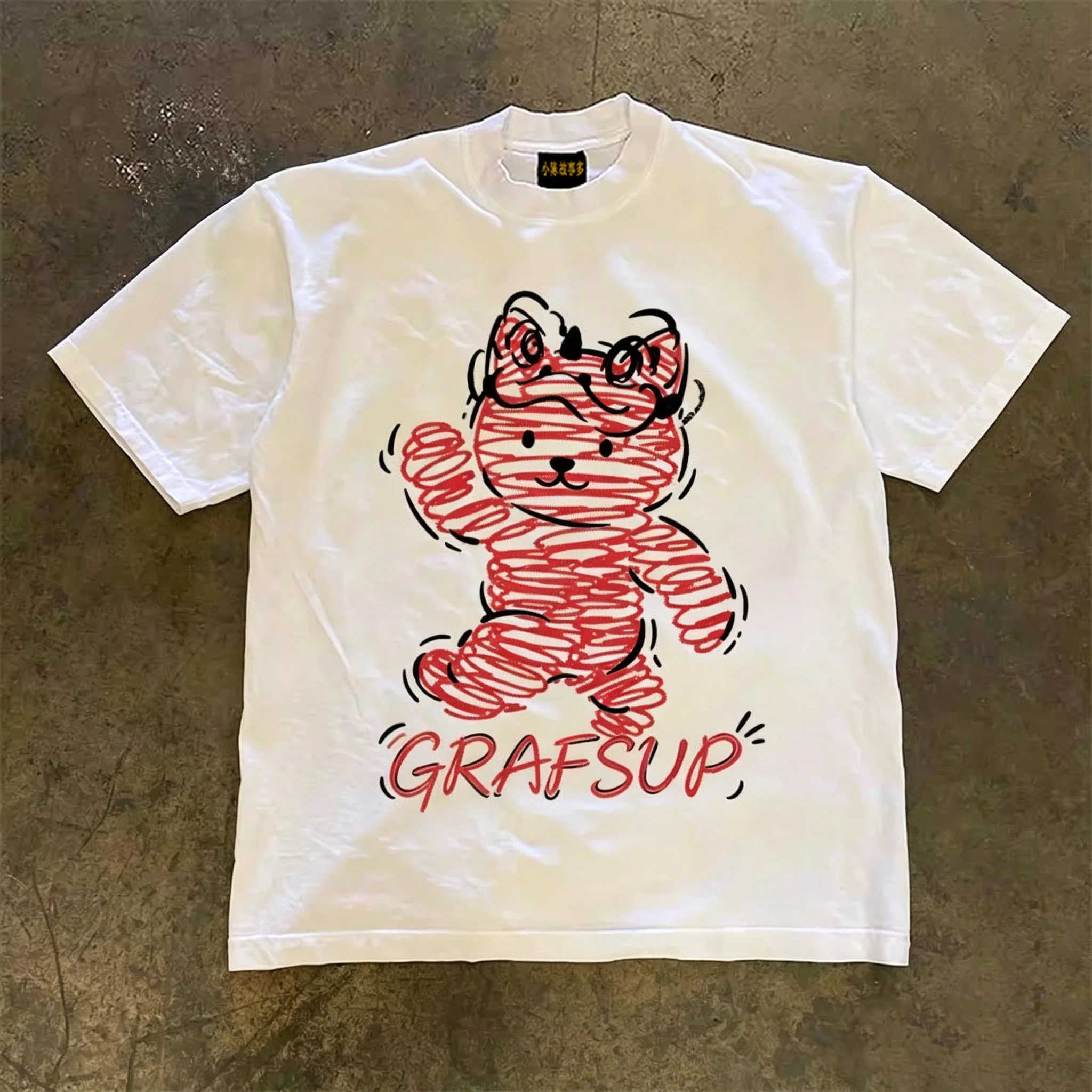 Loose Fit Cotton T-Shirt Short Sleeve Double Thread Pure Cotton American Retro Style Couple's Tee for Men And Women