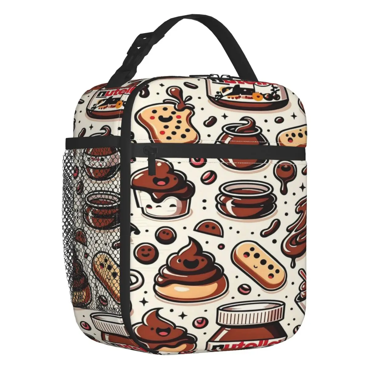 

Custom Charming N-Nutellas Pattern Thermal Insulated Lunch Bags Baking Tools Sauce Design Resuable Lunch Tote for Outdoor Picnic