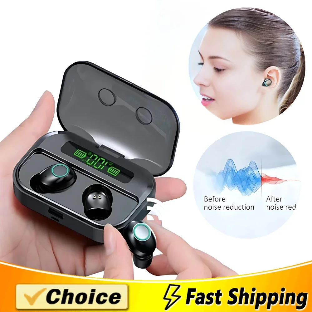 TG02 Bluetooth Earphone Wireless Headphones Tws Headset Sports In-Ear HD Stereo Earbuds Waterproof Noise Reduction With Mic