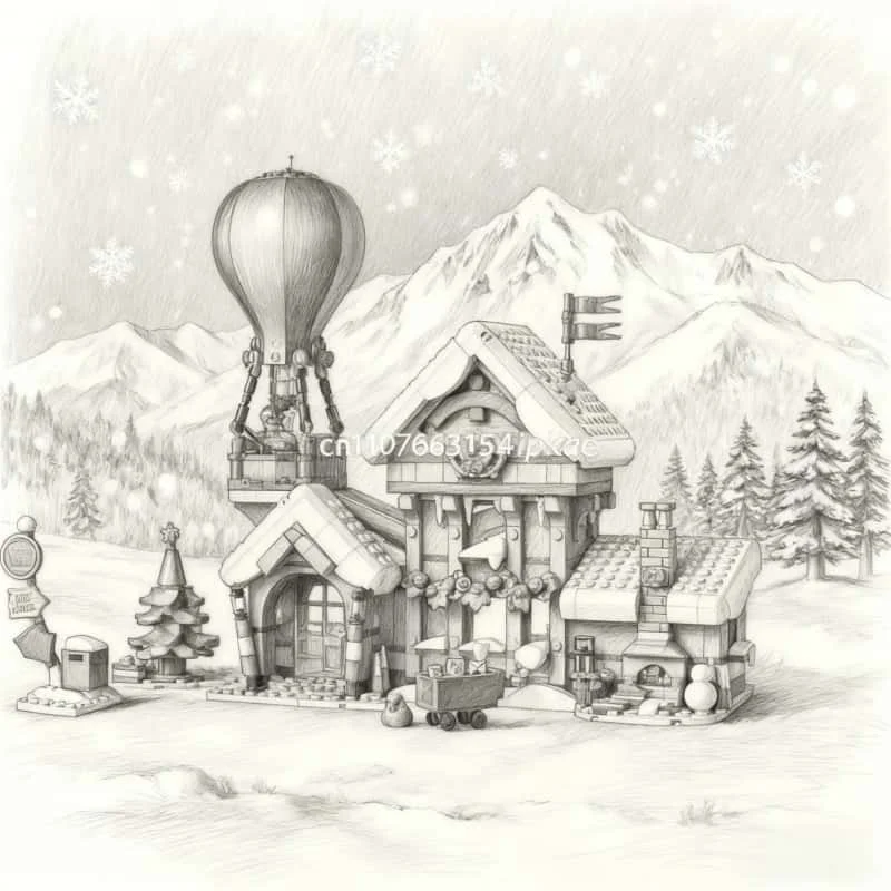 

Санта-Клаус, офисная зимняя модель здания, рождественское здание, 1440 шт., строительные блоки, детские рождественские развивающие игрушки