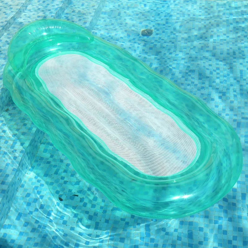 Colchón de aire flotante de agua plegable, ondulación transparente, piscina de verano, flotador inflable para playa, cama de natación, juguete de agua para chico y adulto