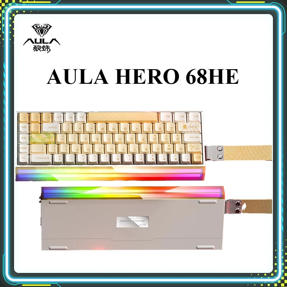 

Рекламные продукты AULA HERO 68HE Ультрамагнитный переключатель Игровая клавиатура RGB Эргономика Настроить проводные клавиатуры Аксессуар для ПК