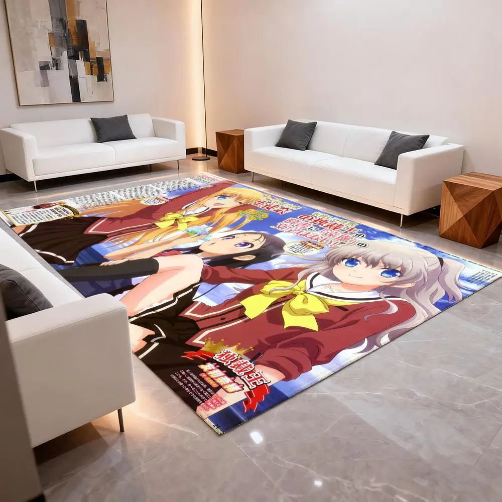 C-Charlottes لطيف مثير أنيمي الكلمة حصيرة لينة سميكة ماصة عدم الانزلاق غرفة نوم غرفة المعيشة سجادة باب ديكور المنزل الفانيلا السجاد #2