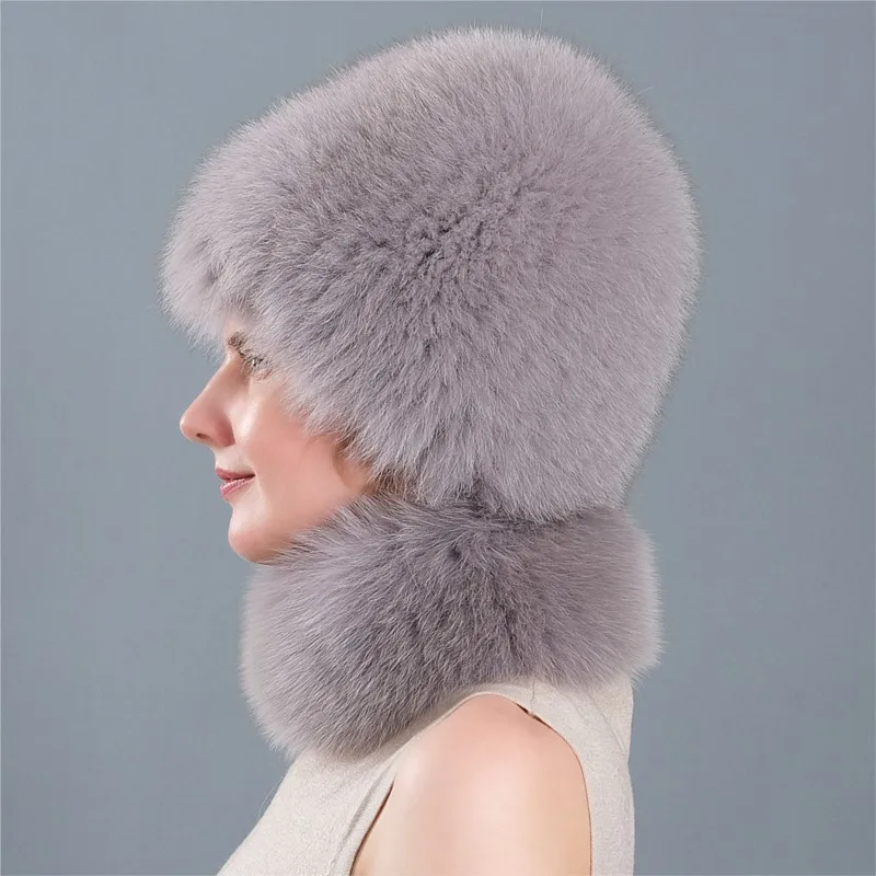 New fur hat scarf women's ear-protecting and two-piece set for adults
