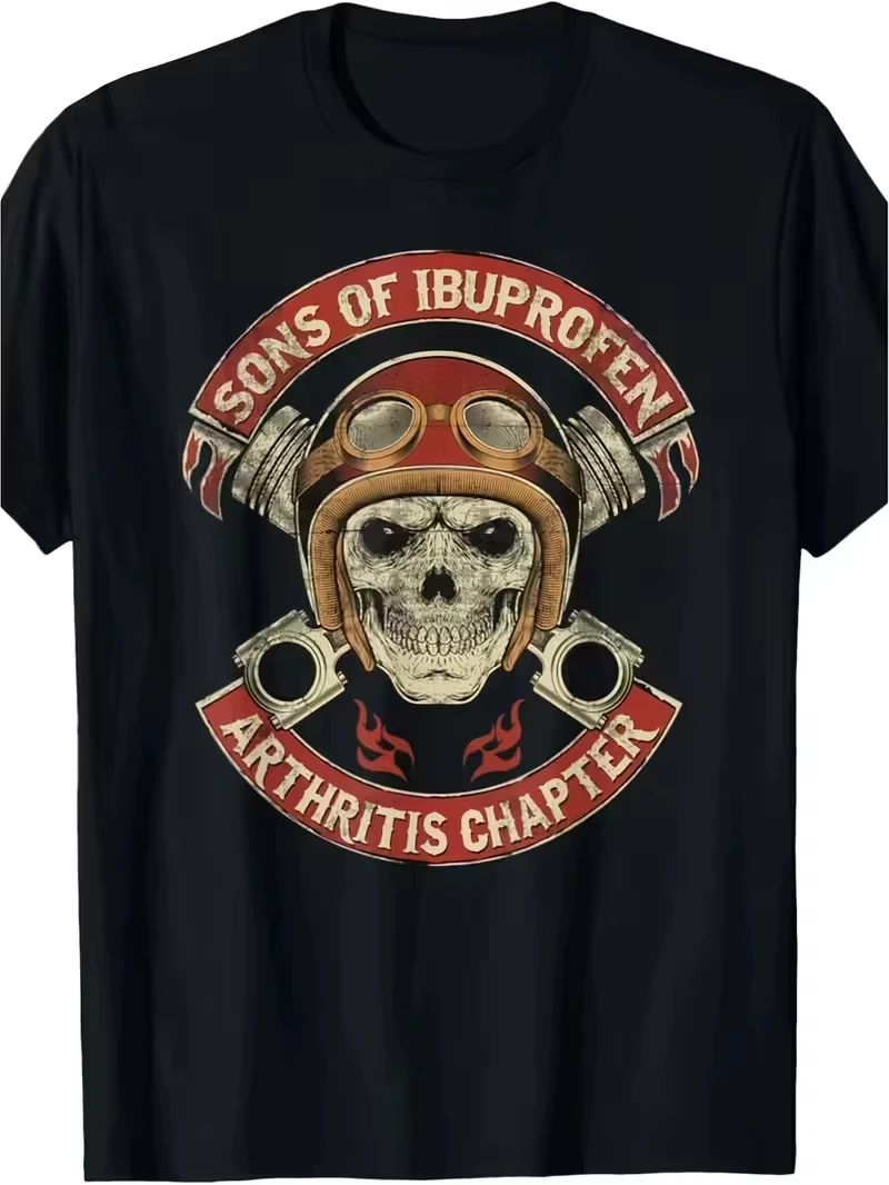 Women's Vintage Funny Sons of Ibuprofen Arthritis Chapter T-Shirt Summer Tracksuit Pullover Top Breathable Harajuku Sportswear