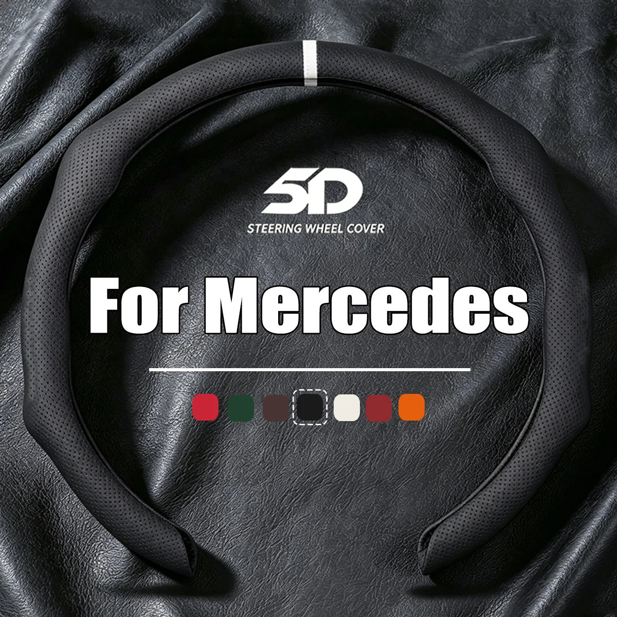 38cm Car Steering Wheel Cover Booster Breathable Cover For Mercedes‑Benz W204 W205 W206 W221 W463 W164 Non-slip Accessories
