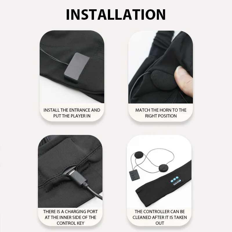 Draadloze Bluetooth-hoofdband Slaaphoofdtelefoon Sportoortelefoon/hoofdband Muziekhoed met HD-stereoluidsprekers Oogmasker voor zijsl