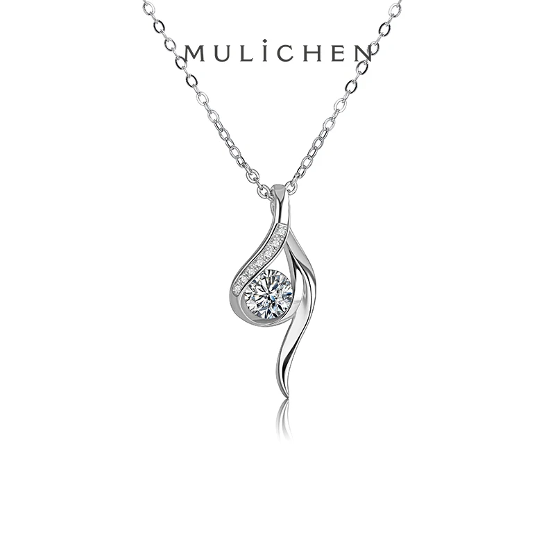 

MULICHEN Necklace For Women 925 Sterling Silver Original Certified 1 Carat Moissanite Diamond Female Pendant Fine Jewelry