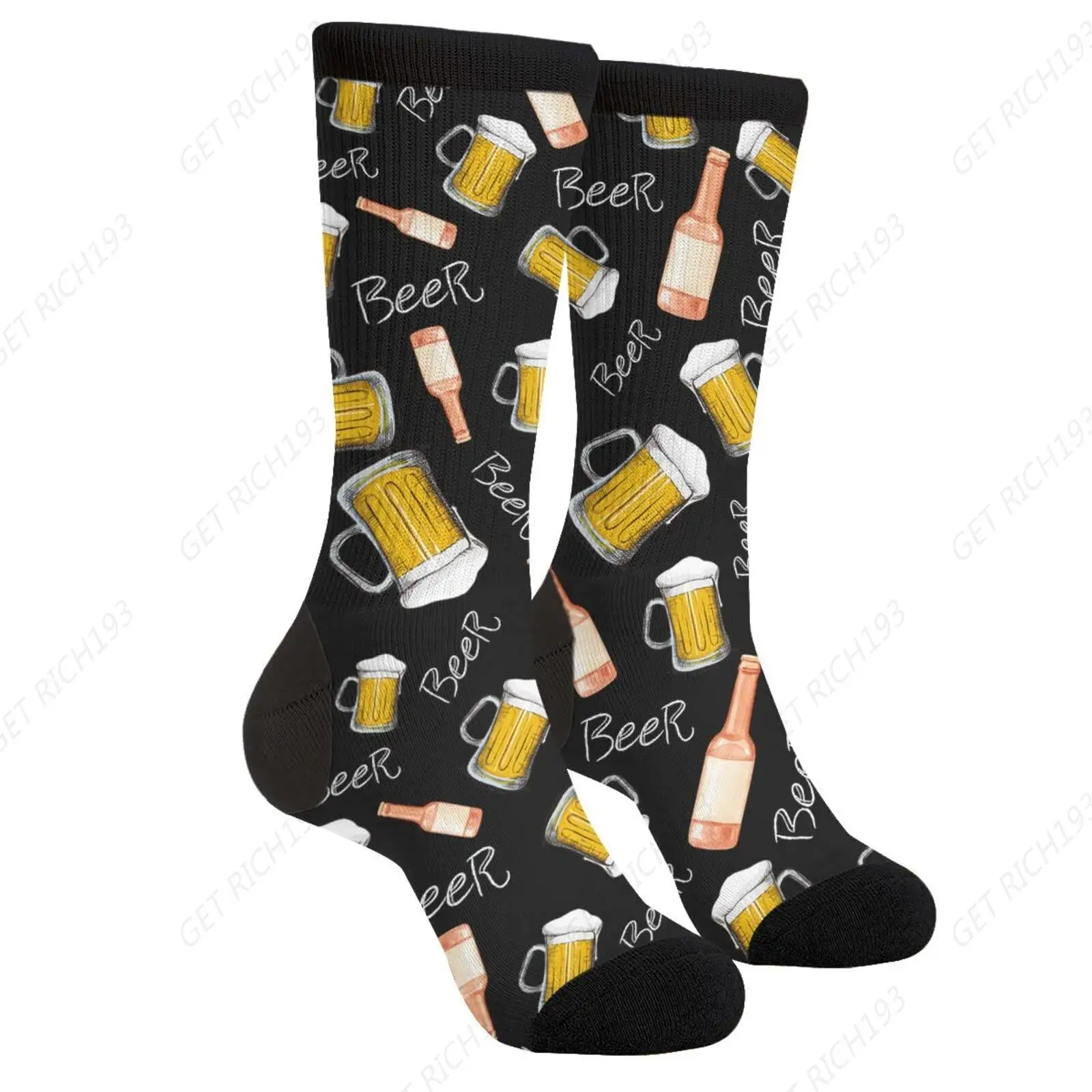 Beer Bottles Crew Novelty Socks Casual Funny Crazy Athletic Dress Socks Unisex