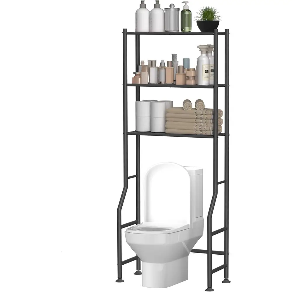 

3-Tier Over The Toilet Storage Rack, Space Saver Metal Bathroom Shelves, Re-Estanding Organizer for Bathroom/Living Room, Black