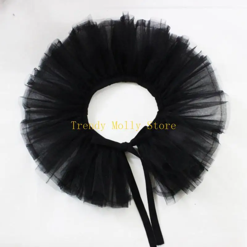 N5KB Fake Collar Victorian Detachable Jabot Collar Ruffled Lace Jabot Neck Collar Adults Stage Party Steampunk Accessory view 5