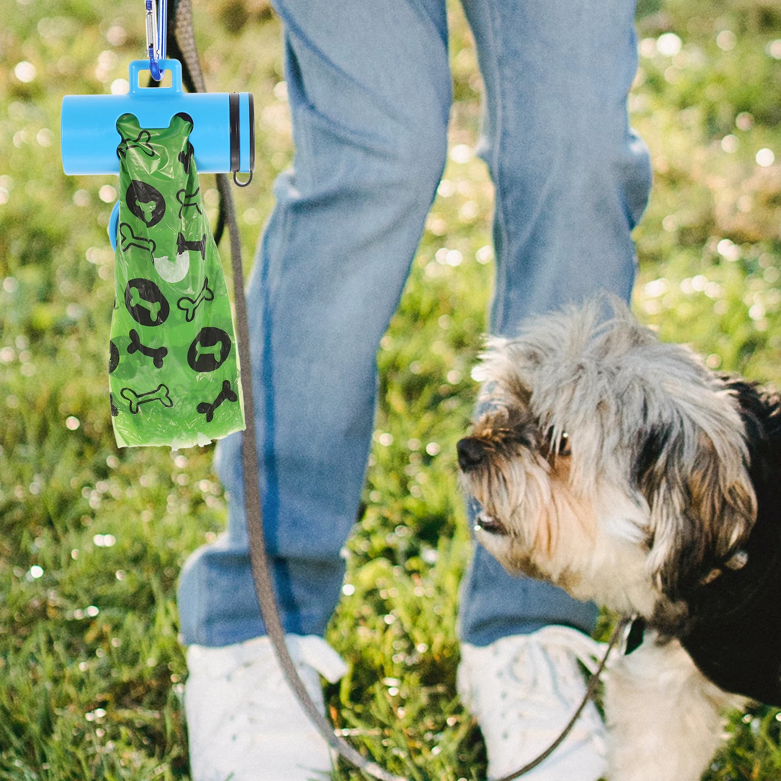 

Fecal Bag Dispenser Doggy Poop Bags Holder for Dogs Outdoor Carrier Blue Travel