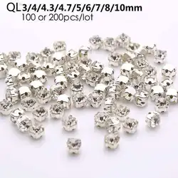 Sell At Loss RESEN Top Quality 3-10Mm Claw Sew On Rhies Clear Crystal Color Sliver Base Sewing Stone DIY Decoration
