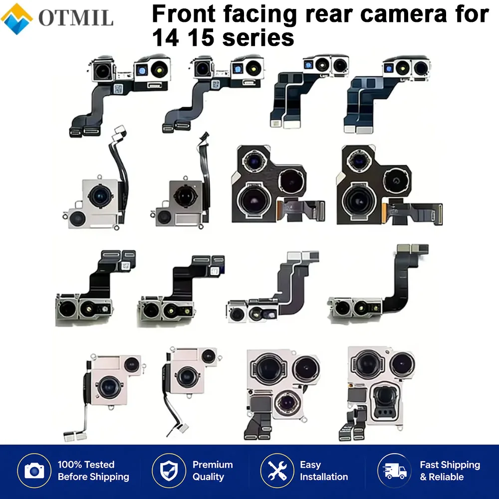 Front Facing Back Rear Camera Module Flex Cable For Iphone 14 15 Pro Plus Main Lens Camera For Iphone 14 15 Pro Max Promax