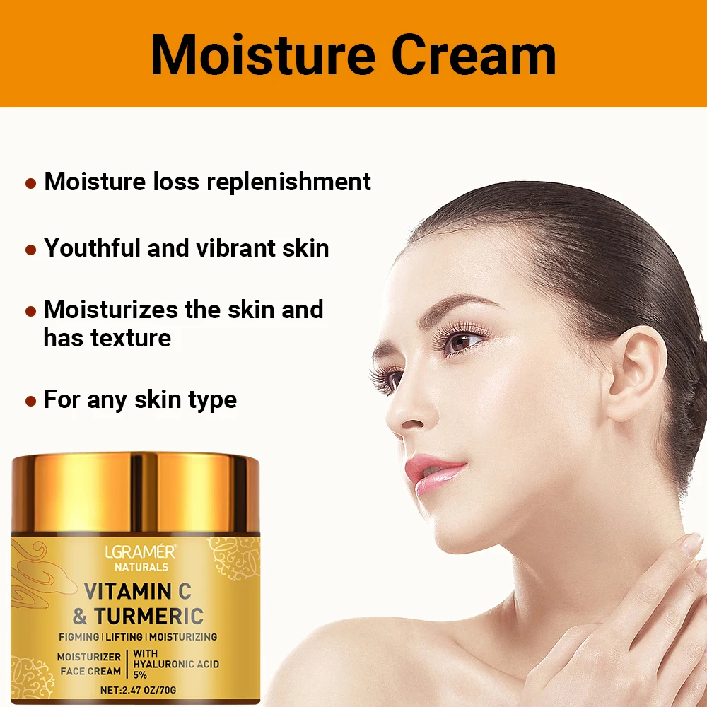 Vitamin C Turmeric Cream Lightens Fine Lines Brightening Moisturizings Skin Tightens  Lifting Face Whitens Facial Skin Cream