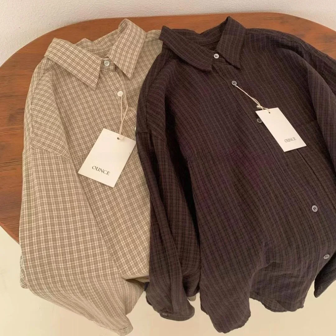 

Slimming Effect Long Sleeve Plaid Casual Style Breathable Cotton Shirt Early Autumn New Retro Fashion Women's Business Casual...
