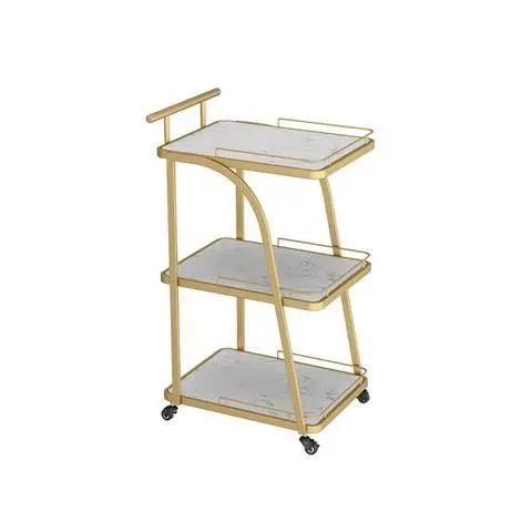 

Nordic golden trolley simple household wrought iron dining side table light luxury mobile coffee table living