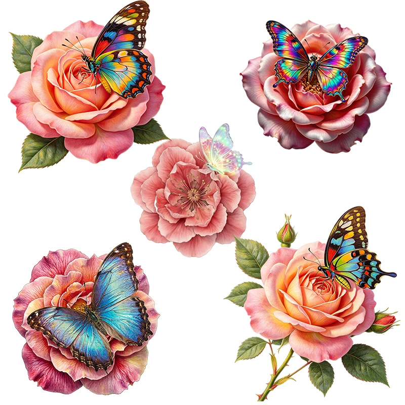 Three Ratels CAB124 Beautiful Rose and Butterfly Art Wall Stickers and Home Decoration Car decals waterproof