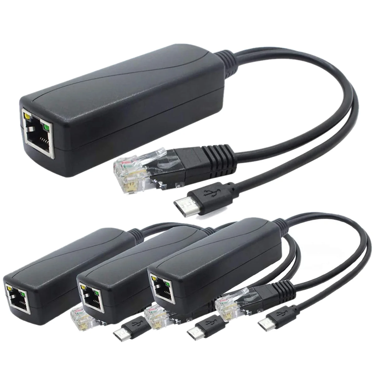 

8-Pack 5V PoE Splitter, 48V to 5V 2.4A Adapter with Micro-USB Plug, for IP Camera,Tablets,for Raspberry Pi and More