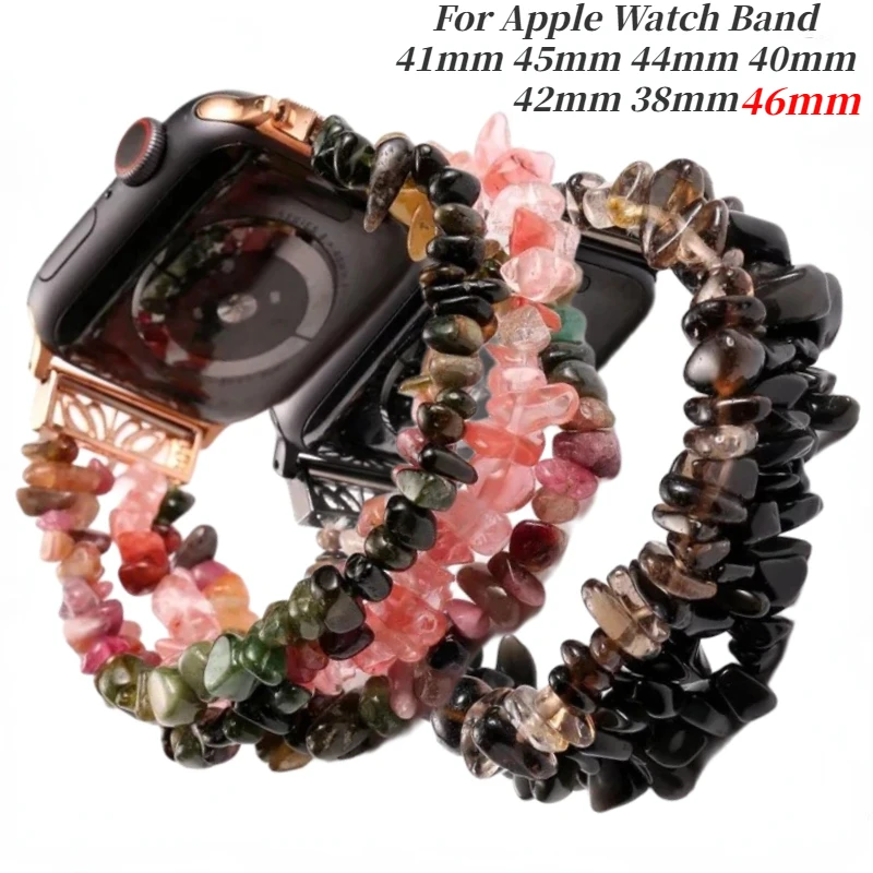 Rough Stone Strap for Apple Watch Band 41mm 45mm 44mm 40mm 42mm 46mm Handmade Crystal Creative Bracelet iWatch 10 9 8 7 6 5 4 SE