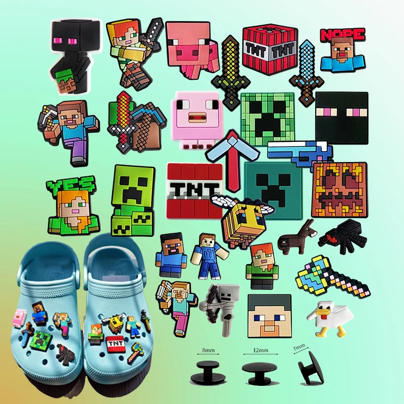 

10-100Pcs Hot Toys Cute Blocky Monster Shoe Bag Style Charm PVC Shoe DIY Charm Accessories Used for Various Cave Derivatives