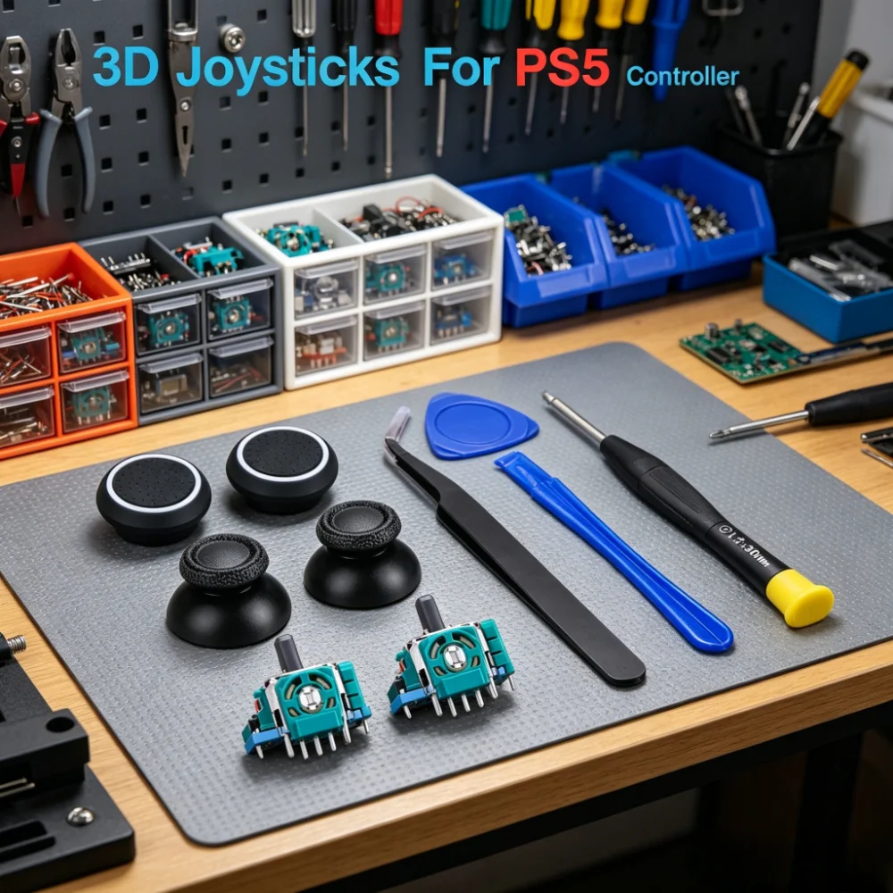 3D Analog Joystick Thumb Stick Replacement for PS5 DualSense Controller, Repair Screwdriver Kit, Controller Repair Accessories