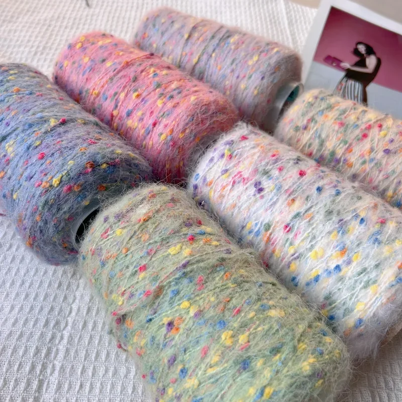 250g Rainbow Ball Dot Mohair Yarn Ręcznie tkany szalik Torebka Szydełkowa wełniana nić Diy Dzianinowy kardigan Nakrycia głowy Rzemiosło