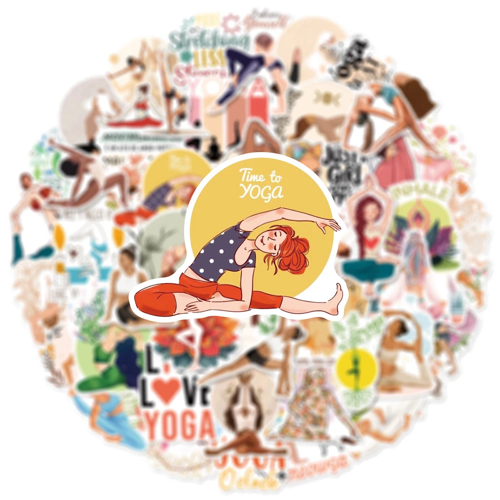 

10/30/50pcs Cartoon Pilates Yoga Sport Stickers Funny Graffiti Decals DIY Luggage Phone Case Scrapbook Fitness Girl Sticker Toy