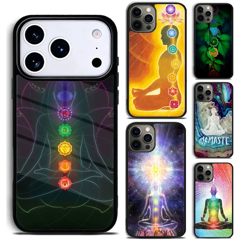 Capa de Celular Macia Mandala Chakra Yoga para iPhone 17 16 15 Pro Max Air 14 13 12 11 Plus à Prova de Choque