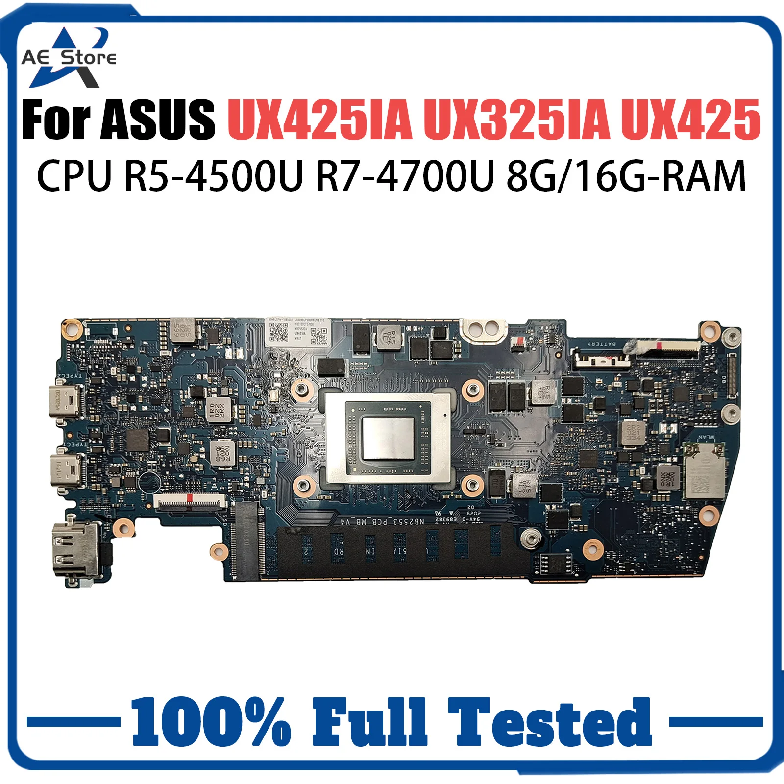 UX425IA Mainboard For ASUS ZenBook UX425 UX425IA UX425I UM425IA Laptop motherboard With R5-4500U R7-4700U CPU 8GB 16GB RAM